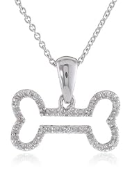 Silver and Diamond Dog Bone Pendant Necklace (1/20 cttw, I-J Color, I3 Clarity), 18"