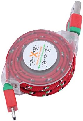 Retractable Woven Braided Fabric Micro USB Data Sync Cable Charger For Galaxy S3 S4 S5 HTC Android phone (red)