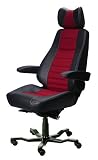 Controller Office Chair Trimmed in Black Leather and Red Extreme Fabric