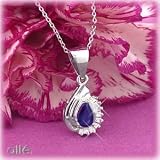 14K .50 CT Sapphire & Diamond Flame Pendant