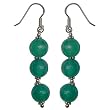 Antique Earrings Dangle Silver Onyx Jewelry 1.5 inches (erg077)