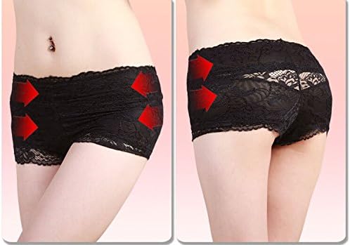 Women Pelvis Corrector Shorts Lace Shaping Abdomen Underpants (Black, L)