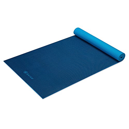 Gaiam Premium Solid TwoSided Yoga Mat, Navy/Blue, 5mm Sporting Goods