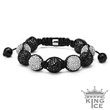 Black & White CZ Disco Ball Bead Buddhist Shamballa Bracelet