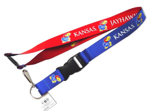Kansas Jayhawks Reversible Clip Lanyard Keychain Id Ticket Holder