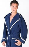 New Men's Hooded Fleece Spa Bath Robe, Bathrobe