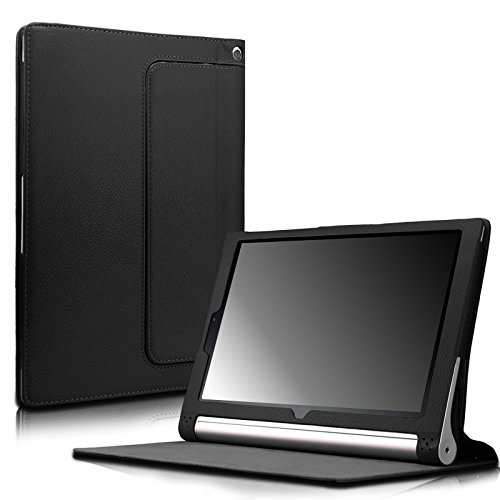 Infiland Lenovo Yoga Tablet 2 10 Case, Folio Premium Leather Stand Cover Fit Lenovo Yoga Tablet 2 10-Inch (Android and Windows Version) -Black