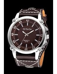 Youyoupifa Fashion Casual Business Digital Brown Dial Stainless Steel Leather Strap Quartz Movement Watch