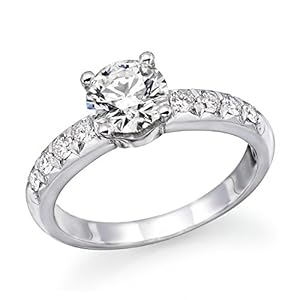 1 ctw. Round Diamond Solitaire Engagement Ring in 14k White Gold Size-7