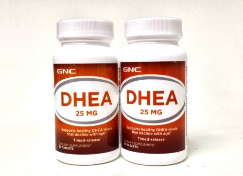 GNC DHEA 25mg 90 Tablets Time Released Single & Multi Packs (Two Bottles each of 90 Tablets)