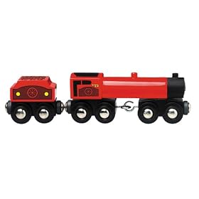 Red Engine wtih Tender by Unknown