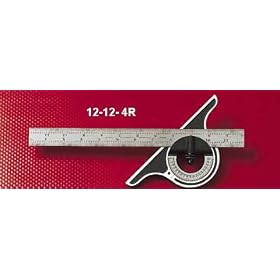 Starrett Bevel Protractor: Model 12-12-4R : 12, 4R Grad, Non-Reversible, Black Wrinkle Finish by Starrett