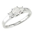 14K White Gold 3/4 Carat Polished-Band Diamond Engagement Ring