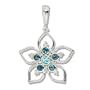 Sterling Silver Flower Pendant w/Swiss and London Blue Topaz by Sajen