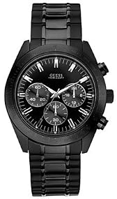Guess #U15055G1 Men's Black Ion Plated Stainless Steel Chronograph Watch