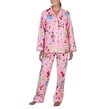 Nick & Nora Flannel Pajama Coat Set- Santa's Helper- Pink