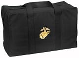 Black Parachute Cargo Bag With Marines Military Insignia