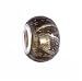 Pandora Style Charm Bead (Z304) Murano Style Glass (14mm x 10mm) (fits Troll too) ~ Taupe Brown with Silver Foil and Silver and Copper Stripes