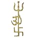 Odishabazaar Trishakti Yantra Swastik Om Trishul Original Brass 5.5 Inch