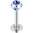 14 Gauge Blue Five-Gem Labret Monroe- 3/8"