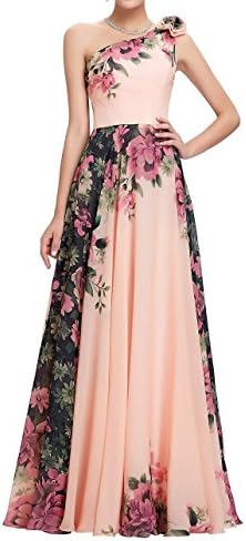 Sabero Women's Floral Print Graceful Chiffon Prom Dress for Women Formal
