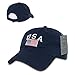 USA and American Flag Embroidered Washed Cotton Adjustable Cap - NAVY