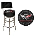 Trademark Corvette C5 Padded Bar Stool with Back (Black)