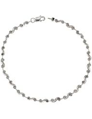 10k White Gold Swirl Diamond Tennis Bracelet w/ 0.10 Carat Brilliant Cut Diamonds, 1/8 in. (3mm) wide