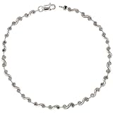 10k White Gold Swirl Diamond Tennis Bracelet w/ 0.10 Carat Brilliant Cut Diamonds, 1/8 in. (3mm) wide