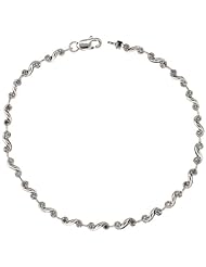 10k White Gold Swirl Diamond Tennis Bracelet w/ 0.10 Carat Brilliant Cut Diamonds, 1/8 in. (3mm) wide