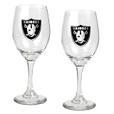 NFL Oakland Raiders 14-Ounce Wine Glass (Set of Two)