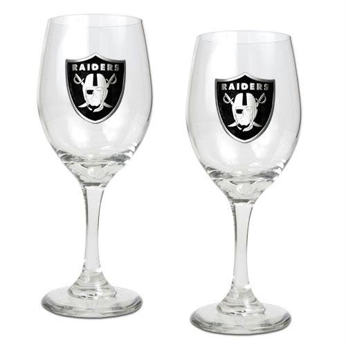 NFL Oakland Raiders 14-Ounce Wine Glass (Set of Two)