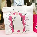 猫のミニトート　白