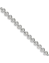 Genuine .925 Sterling Silver Diamond Heart Bracelet 8.8 Grams . 100% Satisfaction Guaranteed.