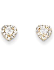 MadiK® 14k Yellow Gold Polished 5.5mm CZ Heart Post Stud Earrings