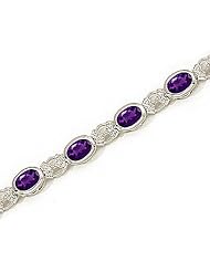 14kt Yellow Gold Oval Amethyst and Diamond Bracelet