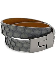 Leighelena "Jigsaw Buckle Bracelet" Doublewrap Grey Python Bracelet