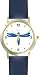 Blue Dragonfly or Dragon Fly - JP - WATCHBUDDY&reg; DELUXE TWO-TONE THEME WATCH - Arabic Numbers - Blue Leather Strap-Size-Women's Size-Small