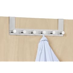 Wenko 4468060100 T�rgarderobe Celano - 6 Haken, Edelstahl matt, rostfrei, 39.5 x 11 x 5.5 cm