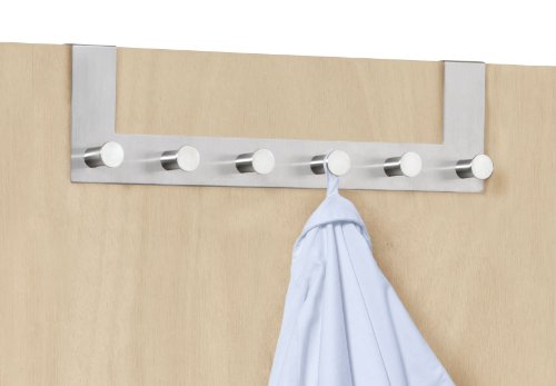 Produkt-Bild: Wenko 4468060100 T&uuml;rgarderobe Celano - 6 Haken, Edelstahl matt, rostfrei, 39.5 x 11 x 5.5 cm