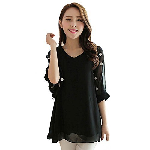 Froomer Korean Women's Loose Candy Color Chiffon Blouse Casual Long Sleeve Shirt
