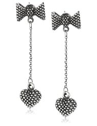 King Baby Industrial Texture Bow Posts and Heart Drops Dangle Earrings
