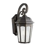 Kichler Lighting 11011RZ Courtyard 1-Light Fluorescent Outdoor Wall Mount Lantern, Rubbed Bronze with Etched Seedy Glass