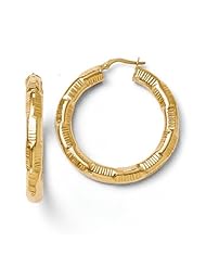 14k Yellow gold Leslies ForeverLite Polished and Textured Hoop Earrings