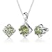 Jewelry : Exclusive Splendor: 6.50 carat Concave-Cut Snowflake Shape Green Amethyst Pendant Earring Set in Sterling Silver