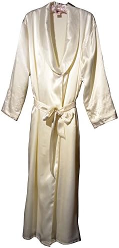 Silky Long Robe Fully Lined With Polar Fleece #3005A (L, Ivory)