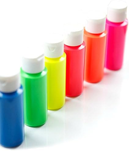 Huuman Innovations Body Paint Kit Blacklight Reactive Neon Acrylic Set for Sensory, Face, Finger, Rave Gear, Makeup, Art &amp; Wall Painting (Combo, Neon)