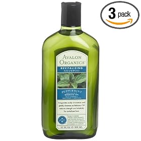 Avalon Organics Revitalizing Shampoo, Peppermint, 11-Ounces (325 ml) (Pack of 3)