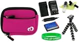 5n1 Neoprene Sleeve (Hot Pink) Case / NB-8L 1200mAh Li-Ion Battery / AC DC Charger / Tripod / LCD Cleaning Kit for Canon PowerShot A3100IS 12.1 MP Digital Camera Red