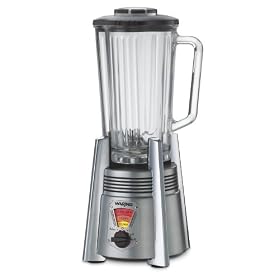 The Waring Pro Professional RPM Blender has a professionally rated motor, powerful 500 wat 1/2 HP motor, 48 oz. glass carafe with both english & metric graduations. RPM meter adjusts to confirm blending speed, pulse feature and limited 5 yr motor warranty.